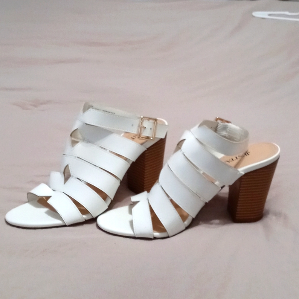 White heeled sandals